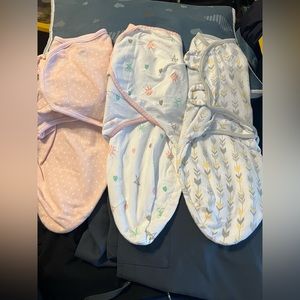 SwaddleMe, Bublo baby, bundle of 3 baby swaddles, pink, white, yellow, S/M